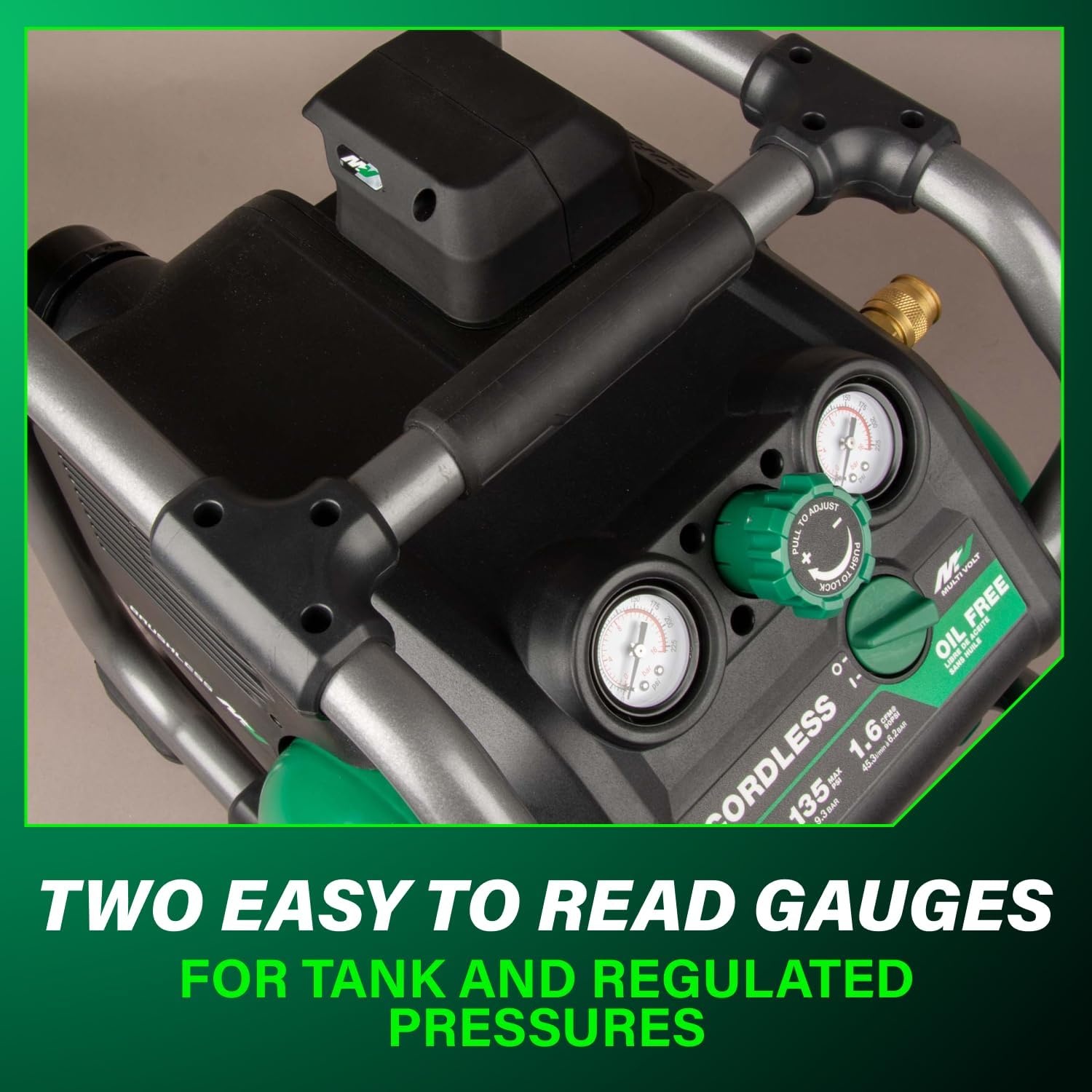 Metabo HPT 36V MultiVolt 2 Gallon Cordless Air Compressor, Portable and Versatile, Ideal for Pneumatic Finish Nailers and Tire Inflation, tool body only EC36DAQ4(36V MV Cordless Air Compressor (Tool Only))