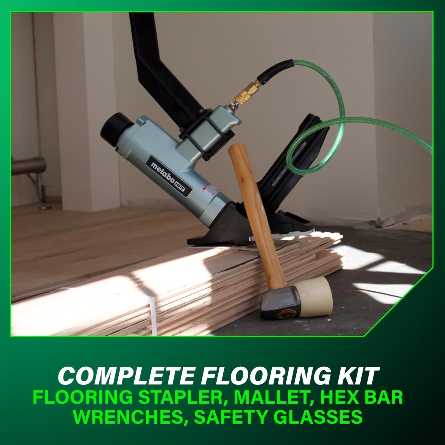 Metabo HPT 2-in-1 Flooring Nailer & Stapler, Accepts 16-Gauge L-Shaped Cleat Nails &15.5-Gauge 1/2-Inch Crown Flooring Staples, Mallet Actuated Pneumatic Operation, N5010AC(N5010AC – Next Gen Model)