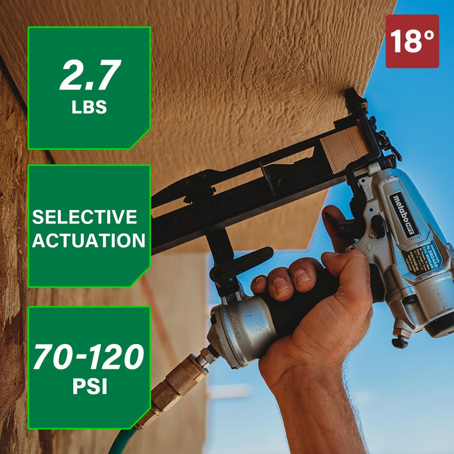 Metabo HPT PRO Finish Stapler, Pro-preferred Pneumatic Power Nailers, Finish Tool for Carpentry & Industrial Uses, All-Metal Key Component, 18 Gauge, 1/4″ Crown Staples, Length 1/2″ to 1-1/2″, N3804A5(N3804A5 – Pro Model)