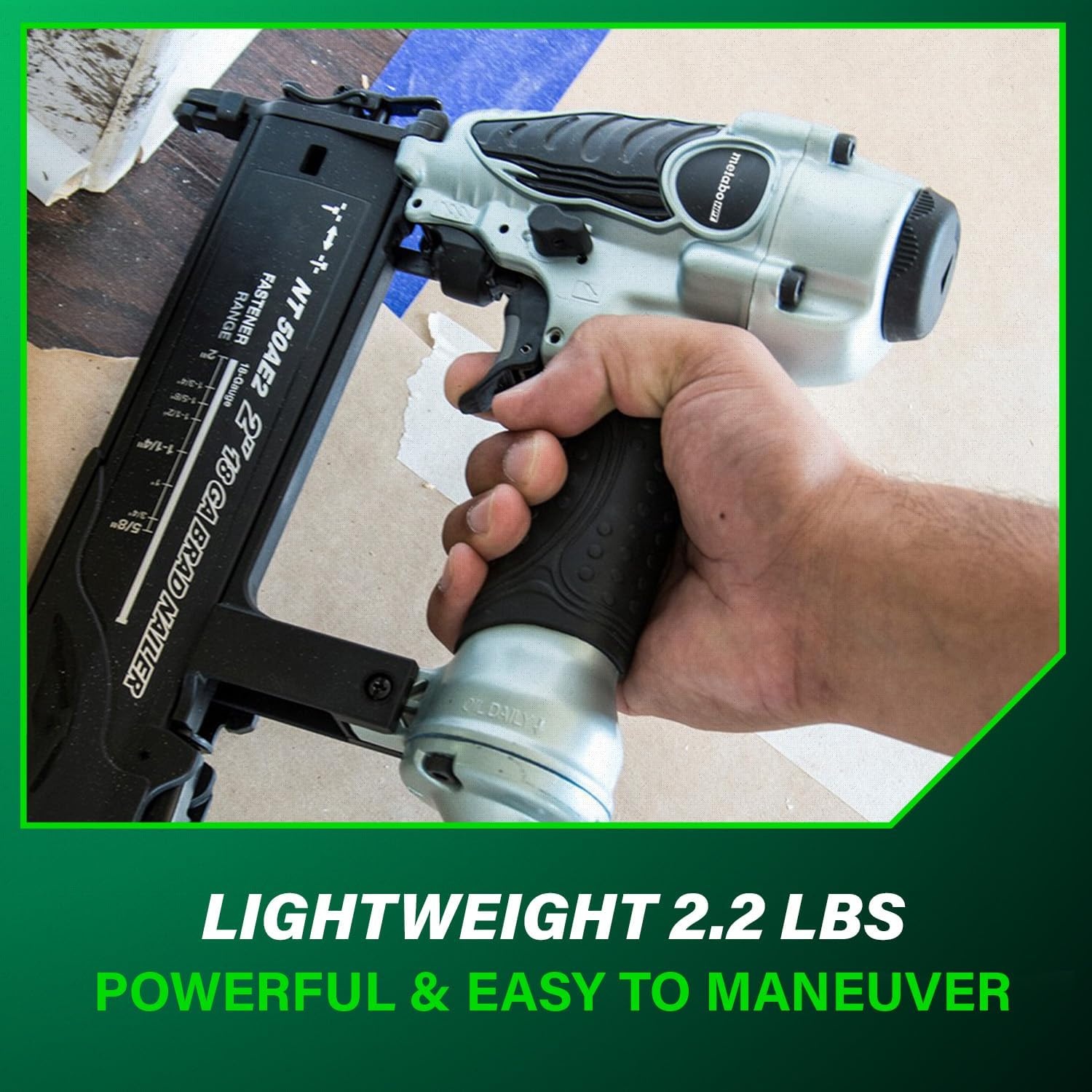 Metabo HPT Brad Nailer, Pro-Preferred Lightweight Pneumatic Power Nailer for Precision Trim Work and Furniture Building, Adjustable Depth, 18 Gauge, 5/8″ up to 2″ Brad Nails, NT50AE2(Loveseat)