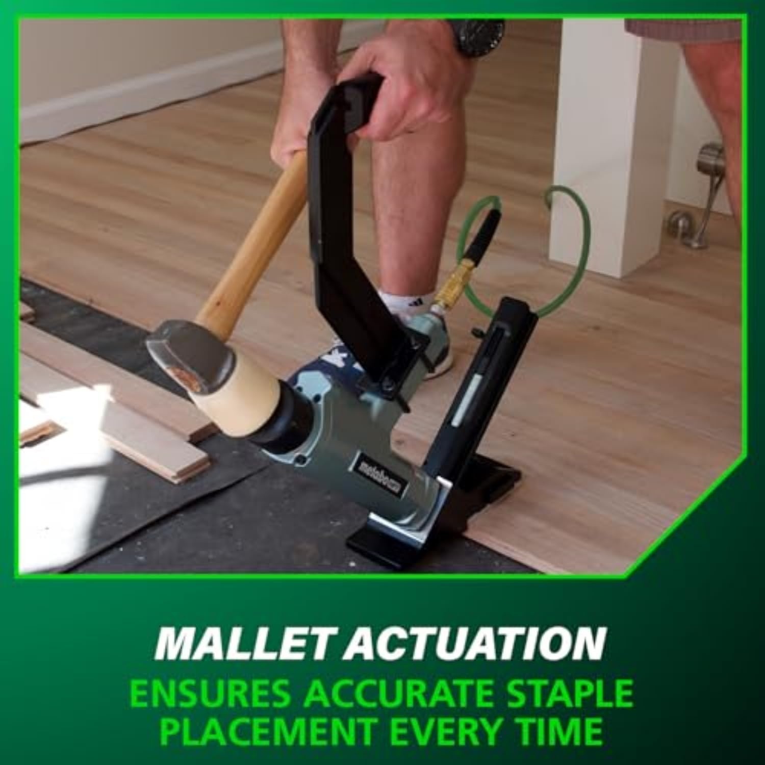Metabo HPT 2-in-1 Flooring Nailer & Stapler, Accepts 16-Gauge L-Shaped Cleat Nails &15.5-Gauge 1/2-Inch Crown Flooring Staples, Mallet Actuated Pneumatic Operation, N5010AC(N5010AB)