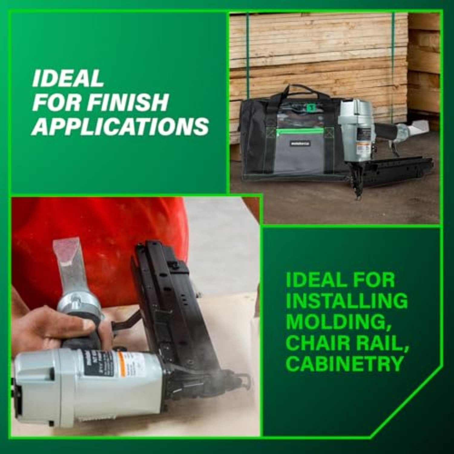 Metabo HPT Pro Finish Nailer, Pro-Preferred Pneumatic Power Nailers for Finish Applications, High Grade Aluminium Magazine, 16 Gauge, 1-1/2″ to 2-1/2″ Straight Nails, NT65A5