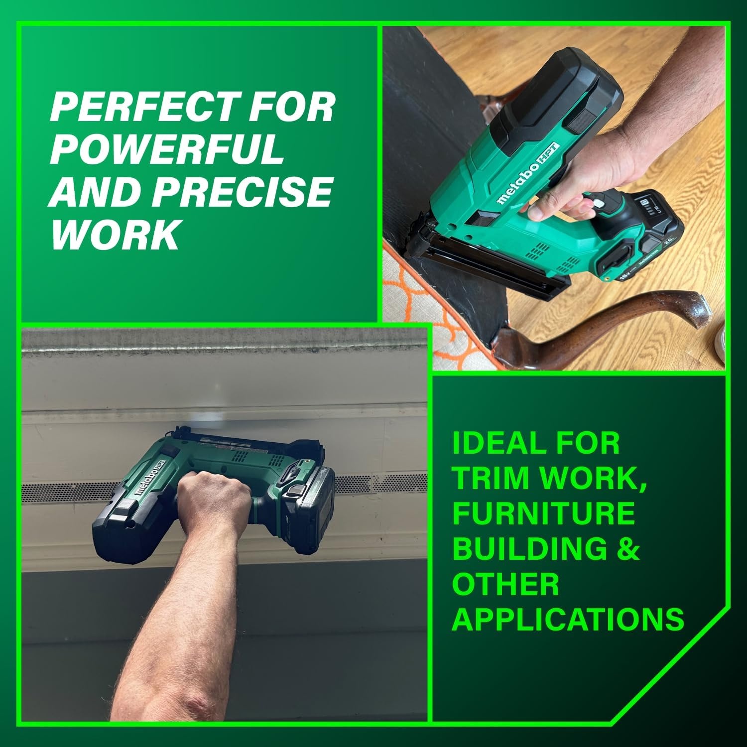 Metabo HPT 18V MultiVolt Cordless Narrow Crown Stapler Kit, 18 Gauge 1-1/2″ Stapler with Power Tool 2.0Ah Lithium Ion Battery, Drives 1/2″ to 1-1/2″ Staples, 5-Year Warranty, N1804DB