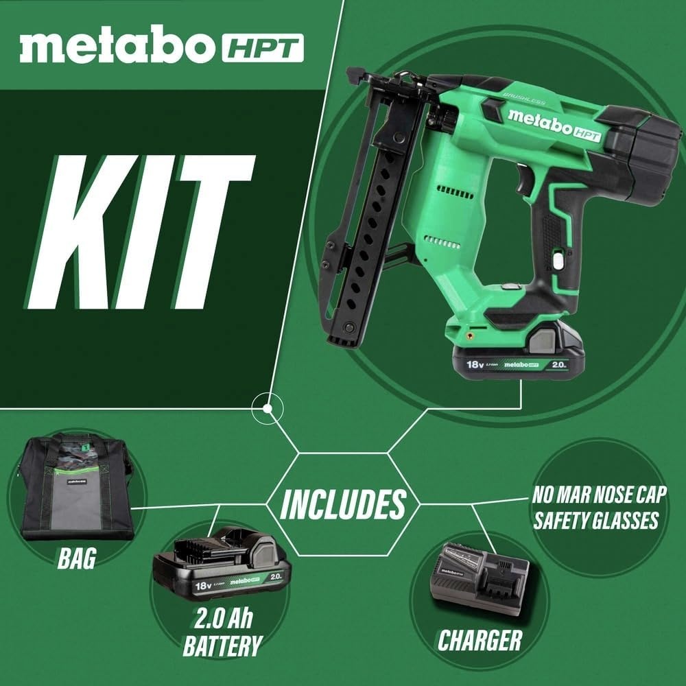 Metabo HPT 18V MultiVolt™ Cordless Stapler Kit | 1/4-Inch 18-Ga Narrow Crown | Accepts 1/2-Inch up to 1-1/2-Inch 18-Ga 1/4-Inch Staples | Includes 18V 2.0Ah Battery | Lifetime Tool Warranty | N1804DA(N1804DA Only)