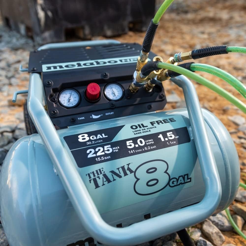 Metabo HPT Air Compressor, THE TANK, 8-Gallon Trolley Air Compressor, 225 PSI, Versatile for Use with Framing, Siding, Finish, or Roofing Nailers, Easy Mobility with Rubber Tires, EC1315S(THE TANK™ 8-Gal)