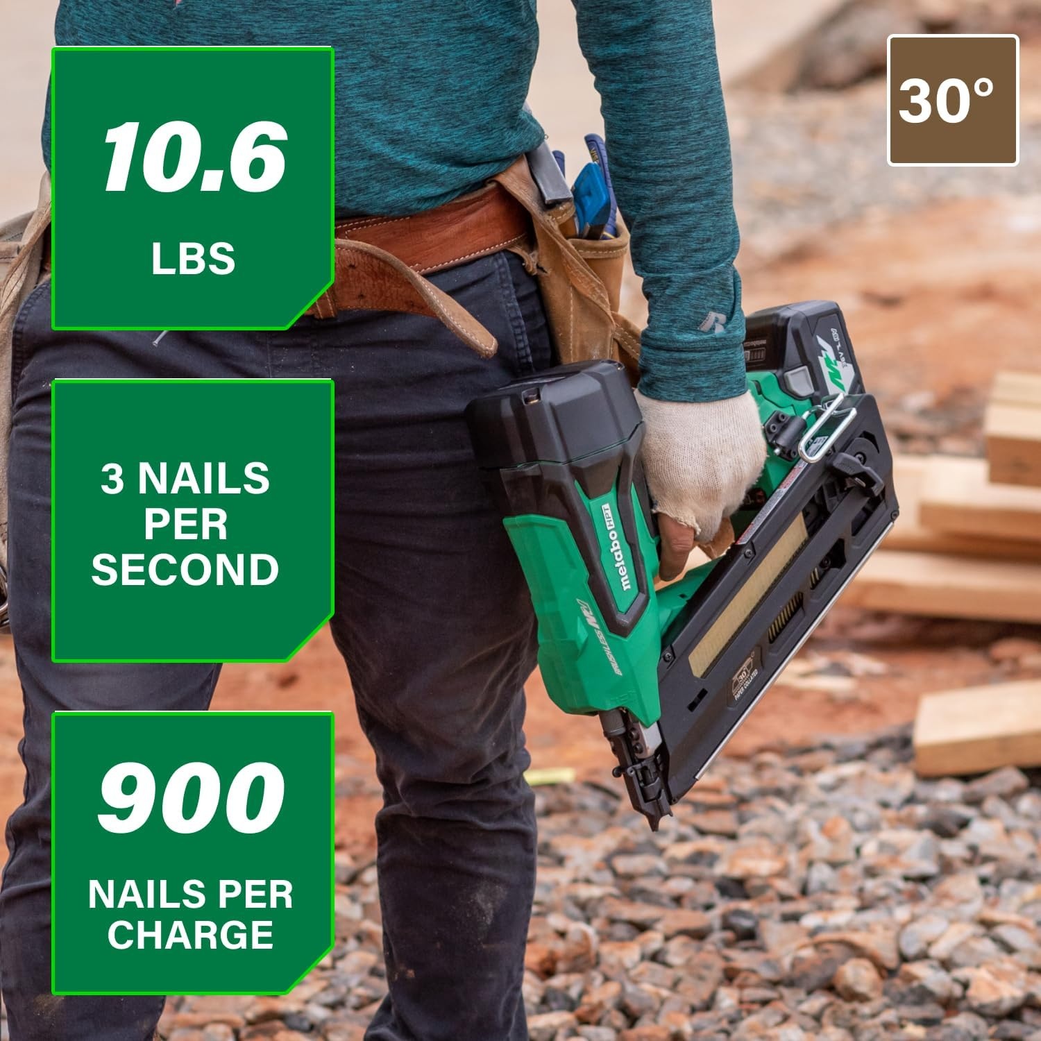 Metabo HPT 36V MultiVolt Cordless Paper Strip Framing Nailer, 3-1/2 Inch Framing Nailer with Power Tool 2.5Ah Lithium Ion Battery, Drives 2″ to 3-1/2″ Nails, NR3690DC