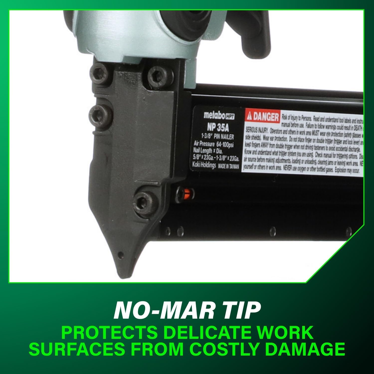 Metabo HPT Pin Nailer, Pro-Preferred Pneumatic Power Nailers for Cabinets, Trim, and Crafting, Makes Invisible Holes, Lightweight 2.0 lbs Tool, 23 Gauge, 5/8″ to 1-3/8″ Headless Micro Pins, NP35A(No Size)