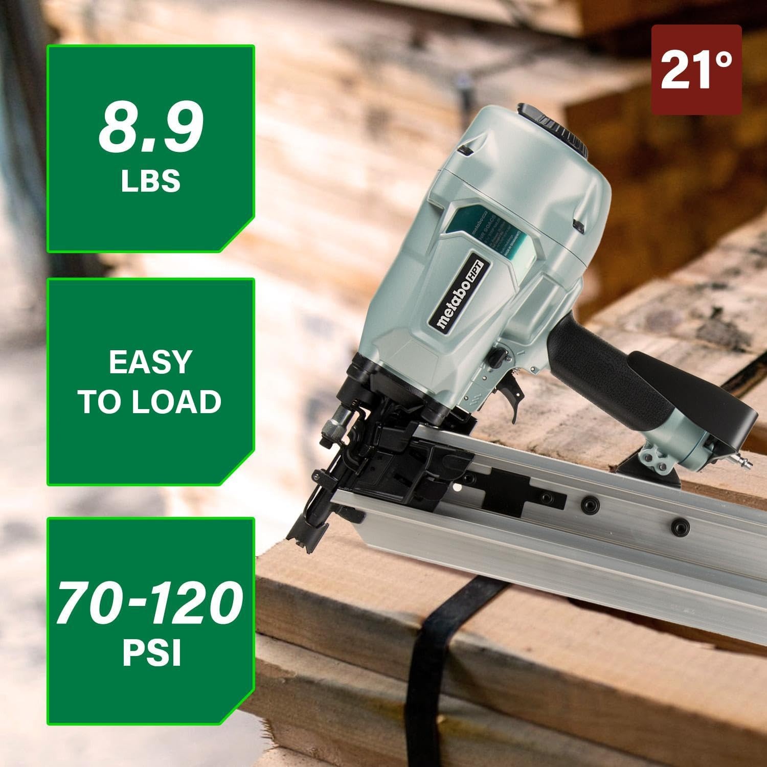 Metabo HPT Framing Nailer, Pro-Preferred Pneumatic Power Nailers in Framing Tools, Powerful Tool With Tool-less Depth Adjustment & Claw Tip, 21° 3-1/2″ Plastic Collated Nails, NR90AC5(Metabo HPT NR90AC5 Only)