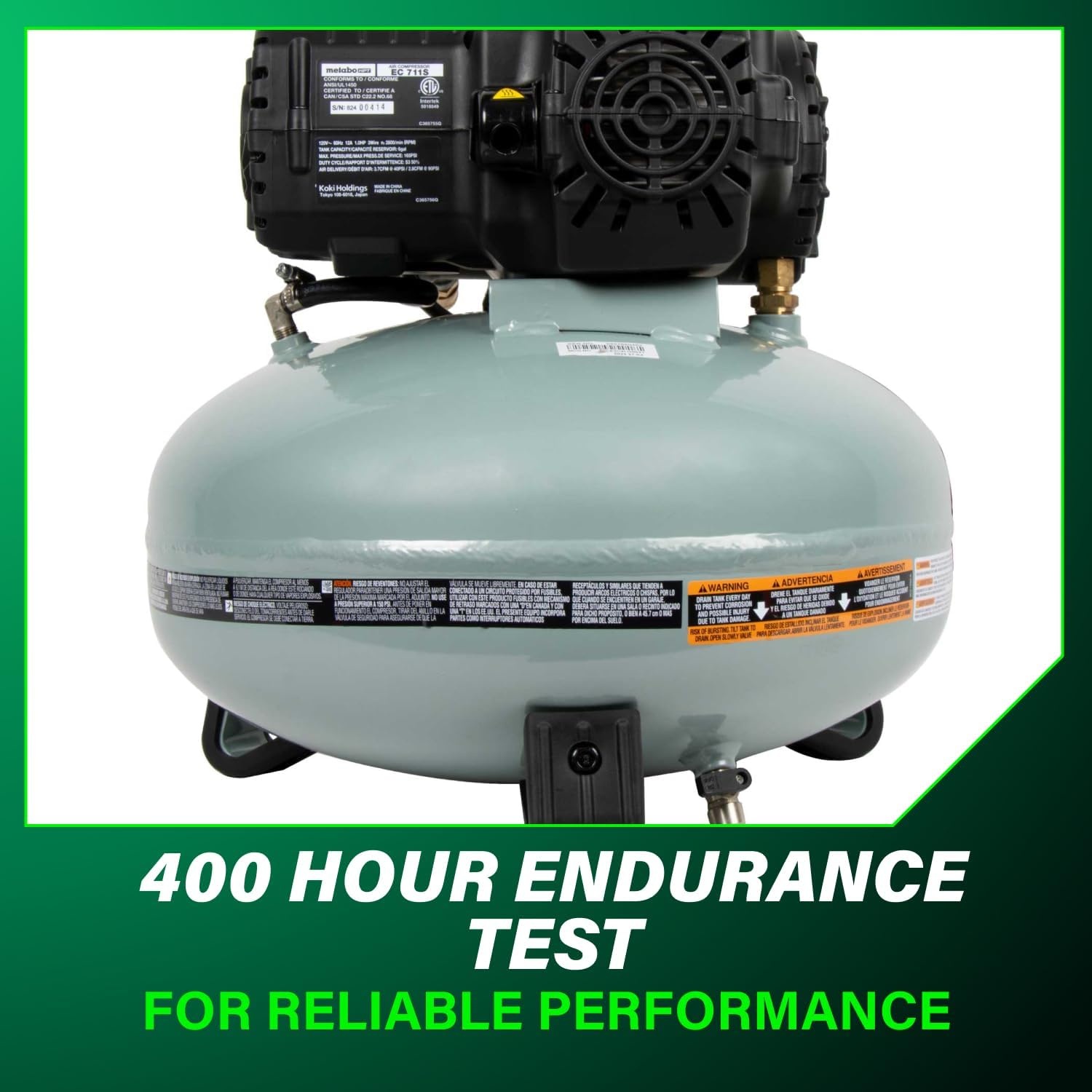 Metabo HPT Air Compressor, THE TANK, Portable Pancake Air Compressor 200 PSI, 6 Gallon Tank, Versatile for Use with Framing, Siding, Finish, Brad or Roofing Nailers, EC914S(6-Gallon Pancake  165 PSI)