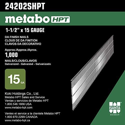 Metabo HPT Finish Nails | 2″ x 15 Gauge | Galvanized | 1000 Count | 24204SHPT(1-1/2″ x 15 GA EG)