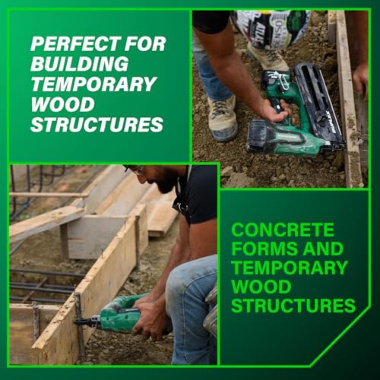 Metabo HPT 36V MultiVolt Cordless Forming Nailer, 3-1/2 Inch Duplex/Double Headed Fasteners, Power Tool with 2.5Ah Lithium Ion Battery, Drives 900 Nails per Charge, NR3675DD(36V MV Duplex Nailer Kit)