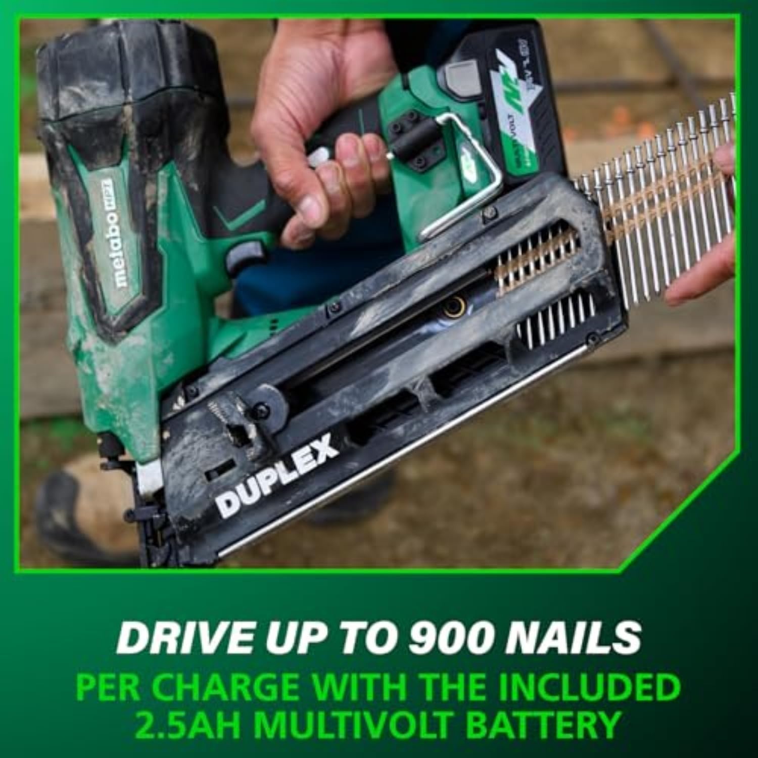 Metabo HPT 36V MultiVolt Cordless Forming Nailer, 3-1/2 Inch Duplex/Double Headed Fasteners, Power Tool with 2.5Ah Lithium Ion Battery, Drives 900 Nails per Charge, NR3675DD(36V MV Duplex Nailer Kit)