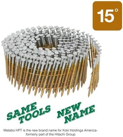 Metabo HPT Plastic Sheet Coil Fiber Cement Nails | 2-1/4 Inch x .092 | Hot Dipped Galvanized | Ring Shank | 4800 Count | 13385HPT