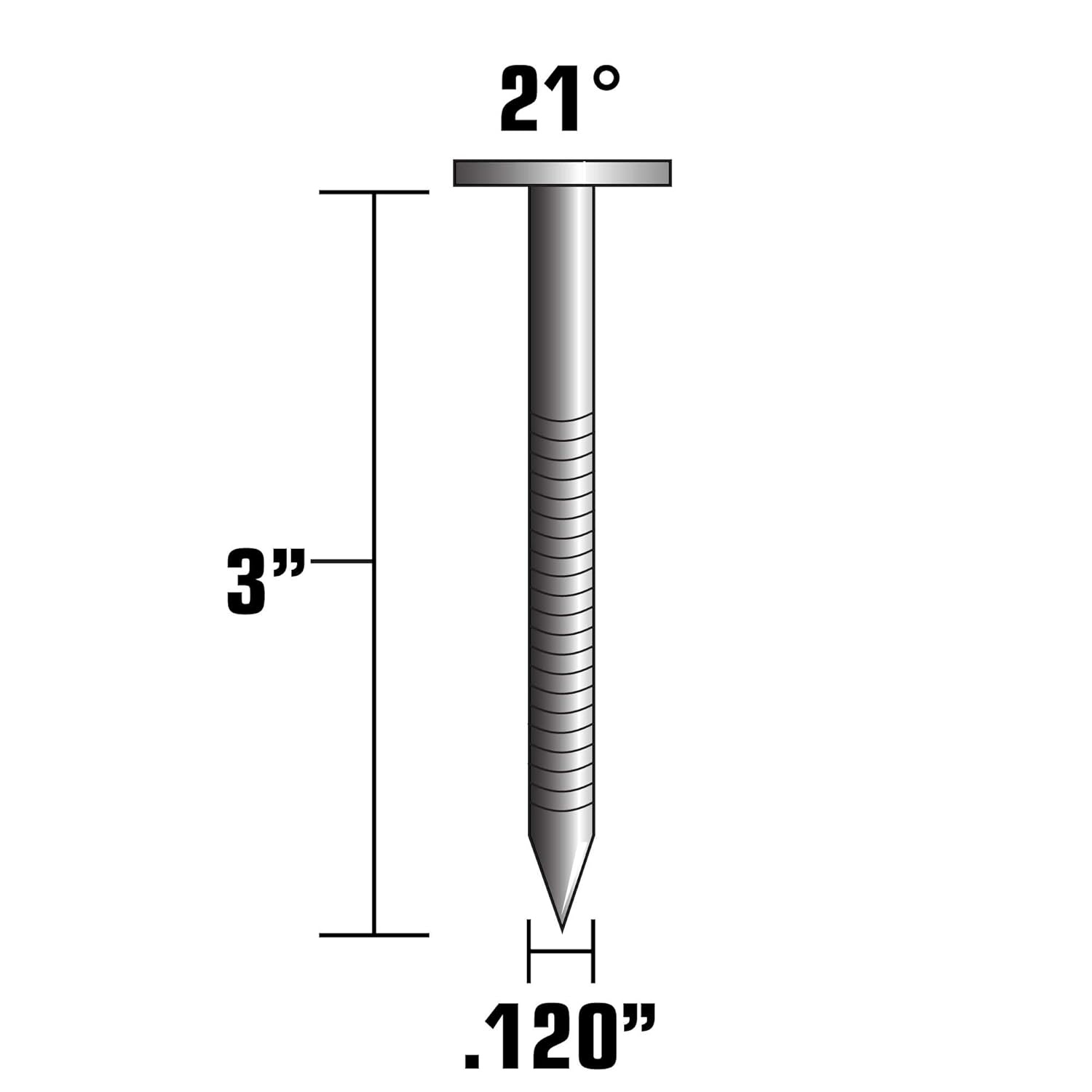 Metabo HPT Framing Nails | 3 Inch x 0.120 | 21 Degree | Full Round Head | Ring Shank | Hot Dipped Galvanized | 1,000 Count | 20302SHPT(No Size)