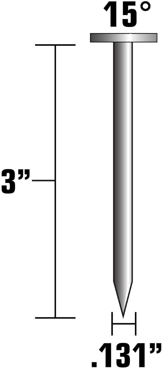 Metabo HPT 12216HHPT 3 in. x 0.131-Gauge Bright Smooth Round Head Wire Coil Framing Nails for NV90AG | NV83A4 | 2400 Count