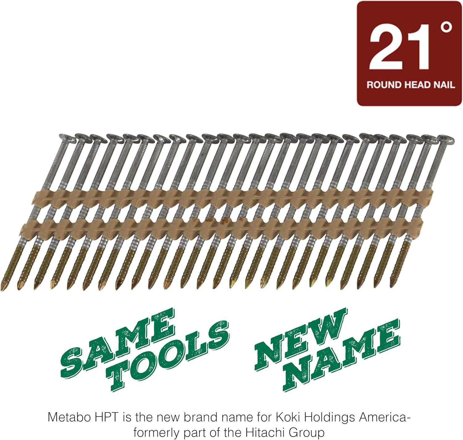 Metabo HPT Framing Nails | 2-3/8 Inch x .113 | 21 Gauge | Full Round Head | Ring Shank | Bright Basic | 5,000 Count | 10103HPT