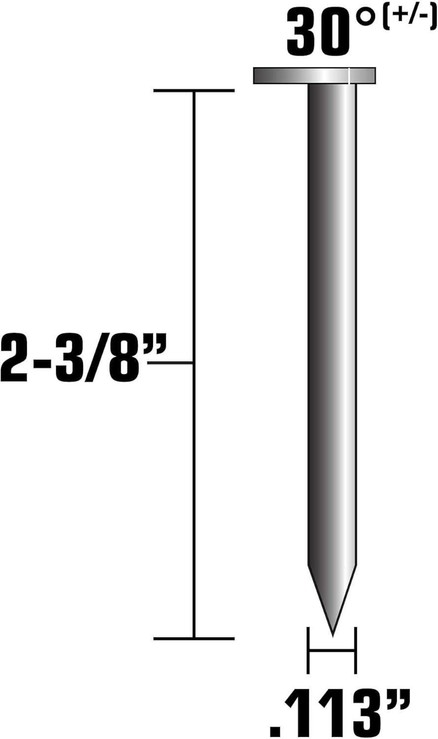 Metabo HPT Framing Nails | 2-3/8″ x 0.113 | 30 Degree | Clipped Head | Bright Basic | Smooth Shank | Paper Tape | 2000 Count | 15102MHPT