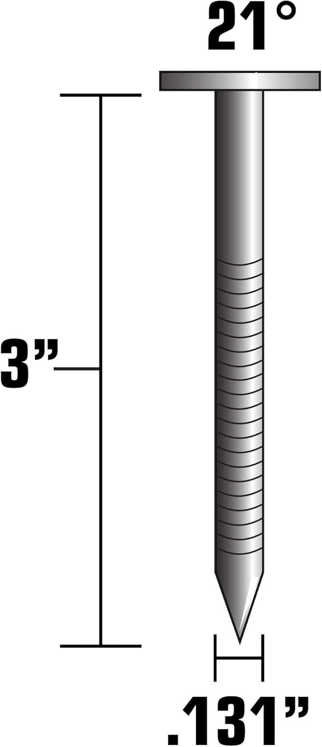 Metabo HPT Framing Nails, 3″ x .131, RG, 304, Full Round Head, Stainless Steel, Plastic Strip, 1000 Count (10152SHPT)