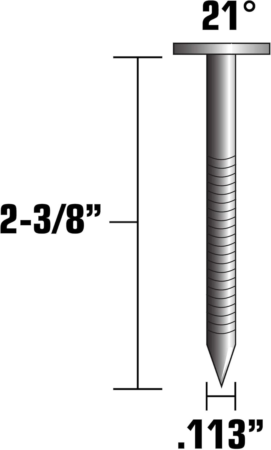 Metabo HPT Framing Nails | 2-3/8-Inch x .113 | Ring Shank | 21 Degree | Full Round Head | 5,000 Count | 10161HPT