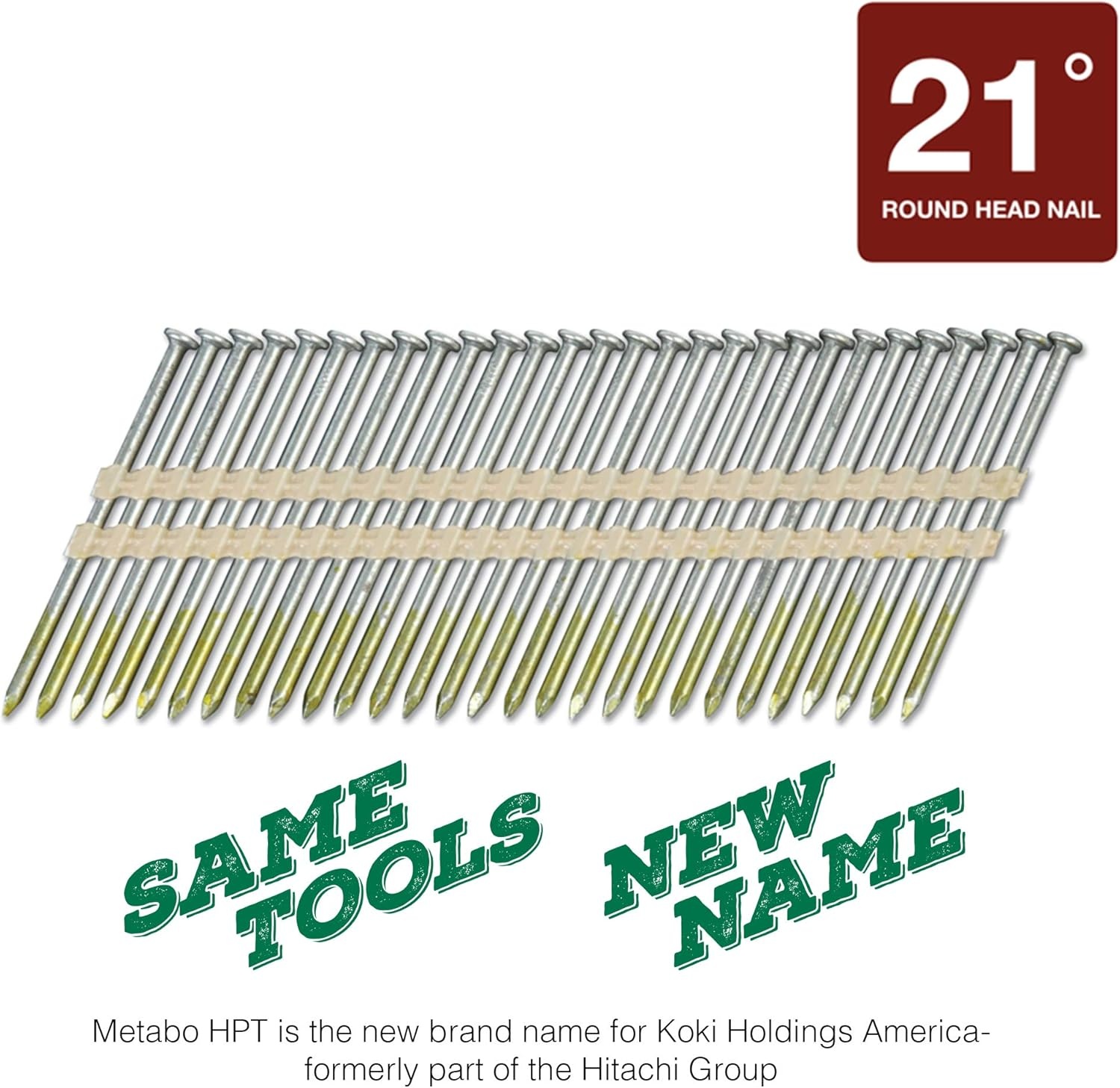 Metabo HPT Framing Nails | 3-in x .120 | 21 Degree | Bright | Smooth | 1,000 Count | 20105SHPT(No Size)