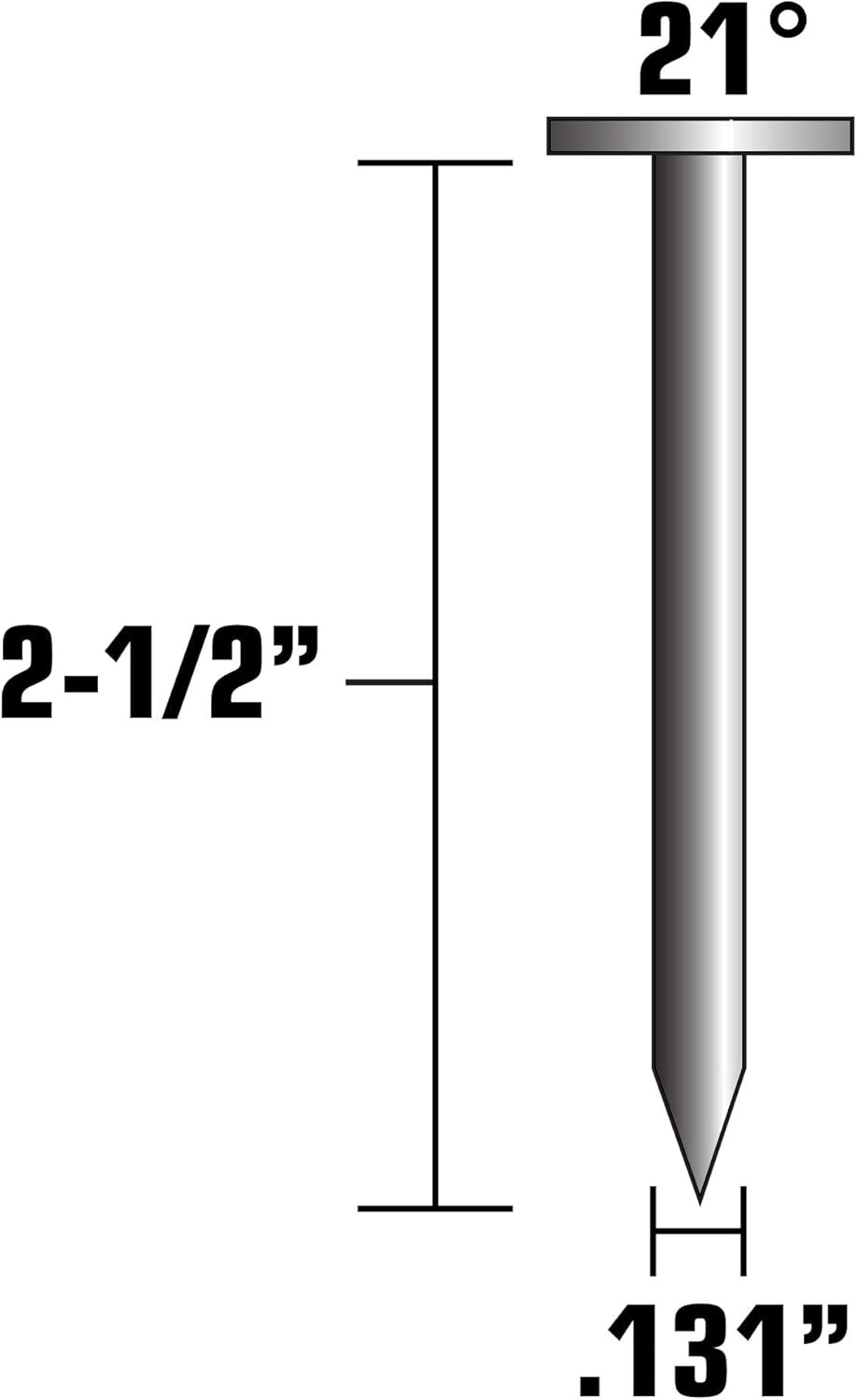 Metabo HPT Framing Nails | 2-1/2 In x .131 | 21 Degree Full Round Head | Hot Dipped Galvanized | Smooth Shank | 4,000 Count | 10168HPT