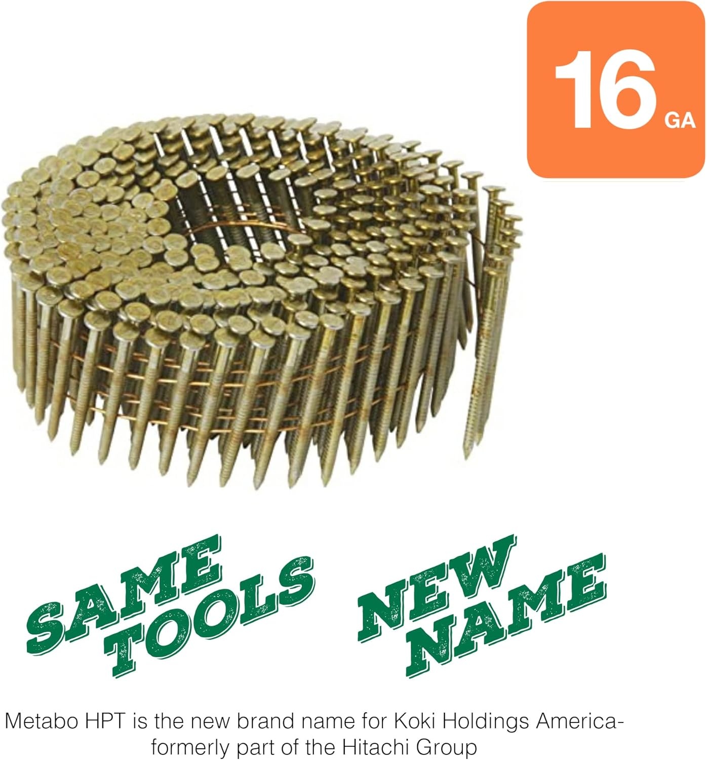 Metabo HPT Mini Wire Coil Nails | 2 Inch x .083 | Ring Shank | 304 Stainless Steel | 1400 Count | 1231HPT