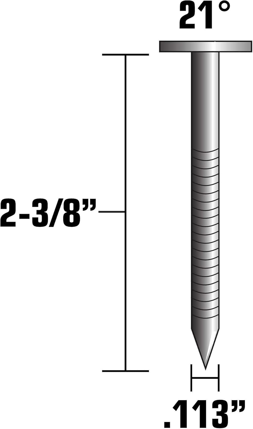 Metabo HPT Framing Nails | 2-3/8 Inch x .113 | 21 Degree | Flat Round Head | Ring Shank | 1,000 Count | 20161SHPT(No Size)