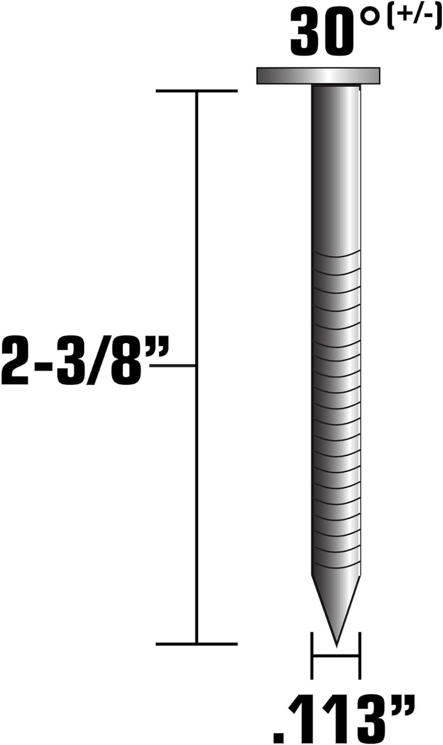 Metabo HPT 15203MHPT 2-3/8″ x 0.113 Bright Ring Shank Round Head Offset Paper Nails | 2000 Count