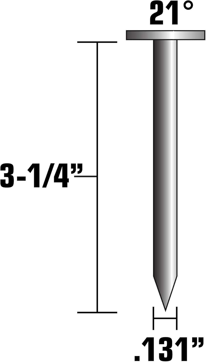 Metabo HPT Framing Nails | 3-1/4 In. x .131 | 21 Degree | Full Round Head | Smooth Shank | Hot Dipped Galvanized | 1,000 Count | 20163SHPT(No Size)