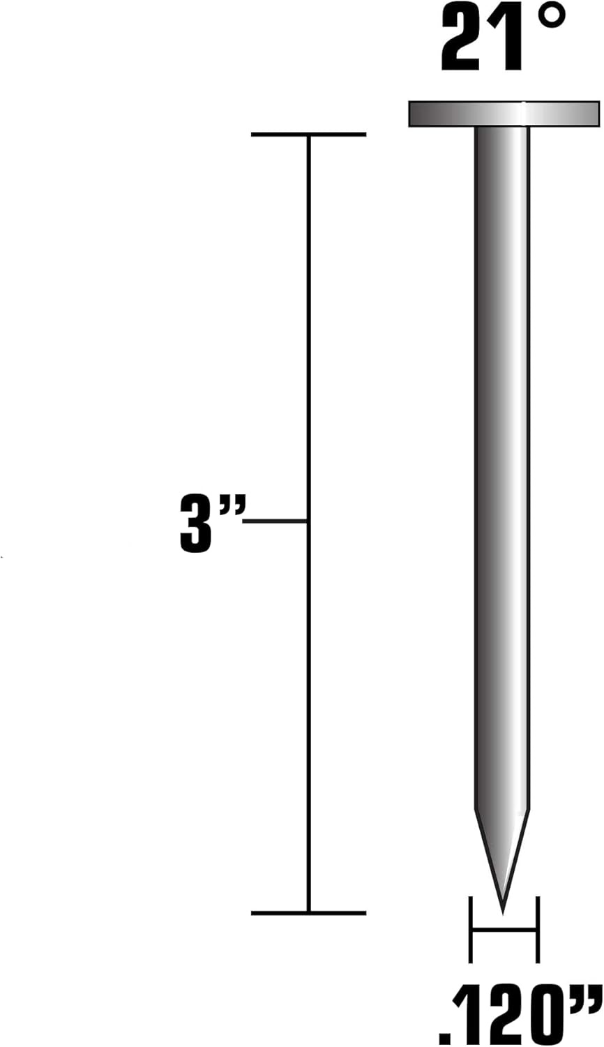 Metabo HPT 10124HPT 3″ x .120 SC Full Round Head Brite Basic Plastic Strip Framing Nails | 4000 Count