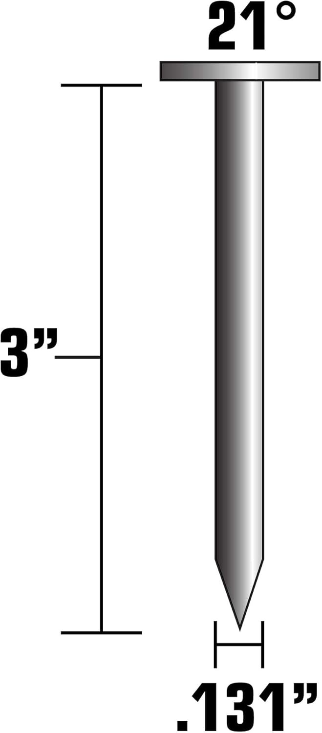 Metabo HPT Framing Nails | 3″ x .131 | 21 Degree | Full Round Head | Hot Dipped Galvanized | Smooth Shank | 4,000 Count | 10162HPT