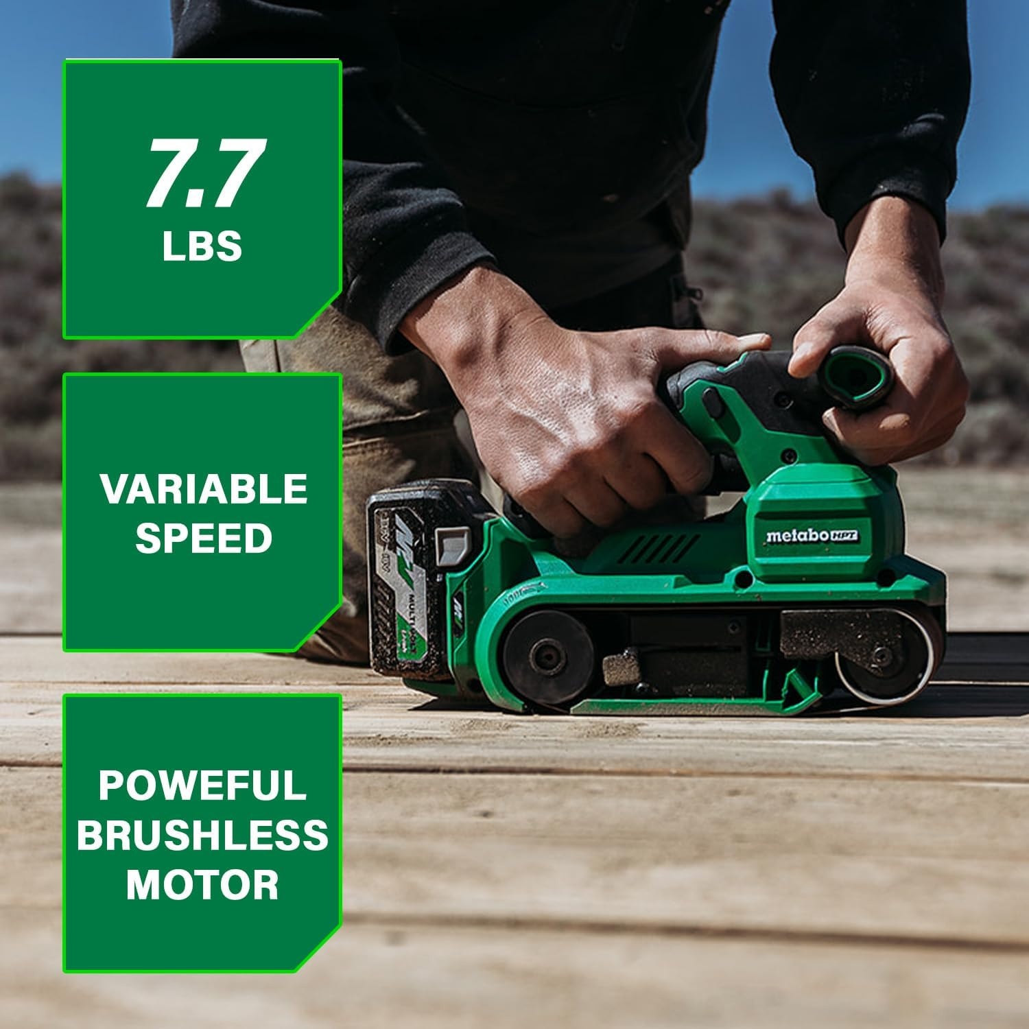 Metabo HPT 36V MultiVolt Cordless Brushless 3″ x 21″ Belt Sander, Power Sander Kit, Variable Speed, Auto Mode, Compatible with 18V/36V Metabo HPT Battery or AC Adapter, Tool Body Only, SB3608DAQ4(SB3608DAQ4 (36V MultiVolt™ Cordless))