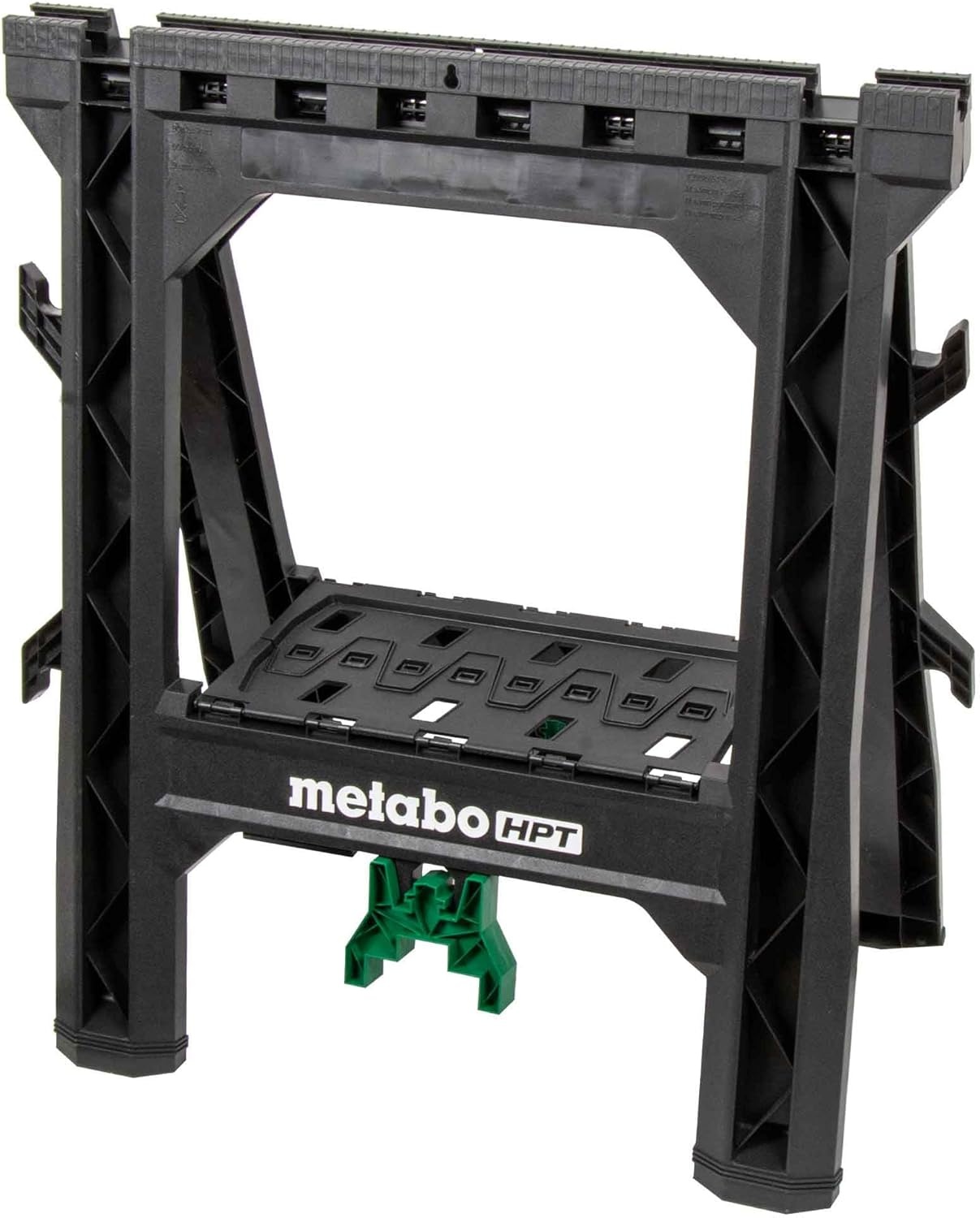 Metabo HPT Folding Sawhorses, 2-Pack, Lightweight Design, 1,200 lbs Capacity, Includes 4 Sawbucks, Ideal for Extra Workstations, Non-Skid Feet for Stability, Built-In Shelf and Cord Hooks, 115772M(115772M – New and Improved Model)
