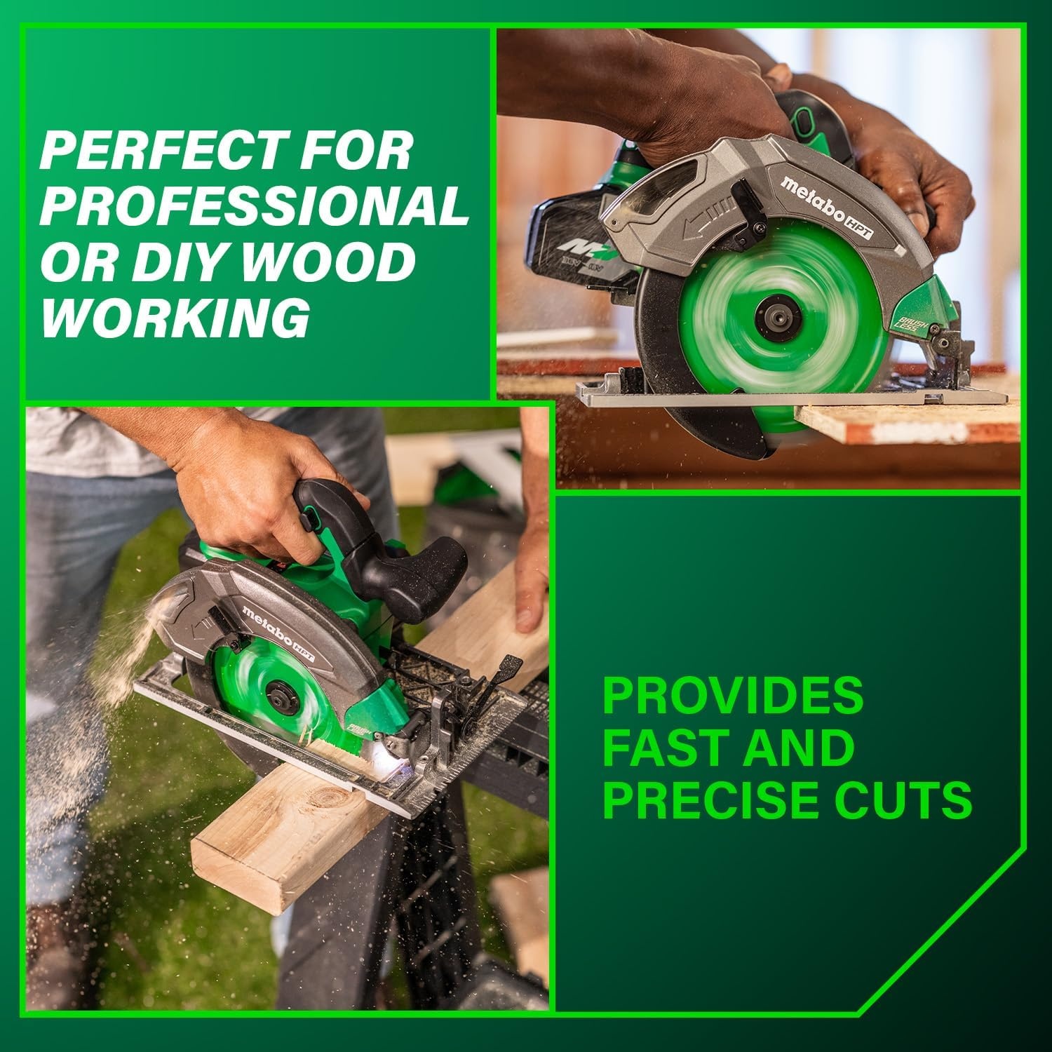 Metabo HPT 18V MultiVolt 7-1/4 Inch Cordless Circular Saw, High Torque, Lightweight Design, Up to 200 2×4 Cuts/Charge, Accepts 18V and 36V MultiVolt Metabo HPT Batteries, Tool Body Only, C1807DAQ4(C1807DAQ4 Only)