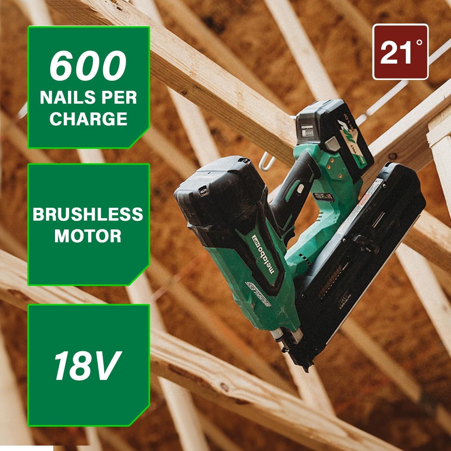Metabo HPT 18V MultiVolt Cordless 21° Framing Nailer Kit, 3-1/2″ Plastic Strip Framing Cordless Nailer, Power Tool with 4.0Ah Lithium Ion Battery, Drives 2″ to 3-1/2″ Nails, NR1890DRA(NR1890DRST)