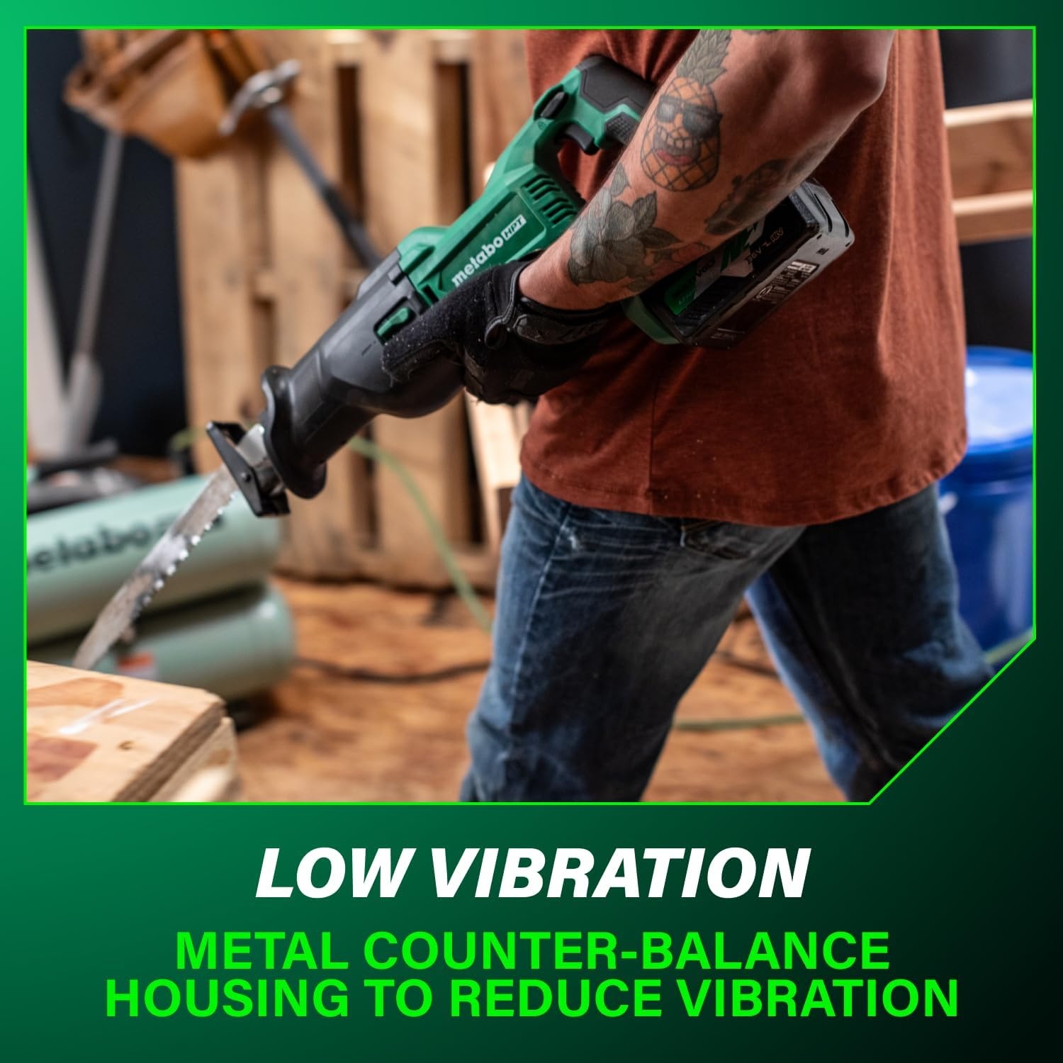 Metabo HPT 18V MultiVolt Cordless Reciprocating Saw, Orbital Cut Mode, 36% Less Vibration, 1-1/8″ Stroke Length, 3,000 SPM, LED Light, Tool Body Only, CR18DBQ4(CR18DBQ4 (Next Gen Model))