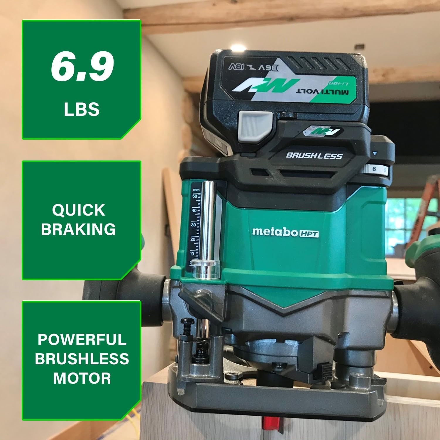 Metabo HPT Cordless Plunge Router, 36V Variable Speed Router, Up to 46 Feet per Minute, Lightweight Design, LED Work Light, 2020 Pro Tools Innovation Award Winner, Tool Body Only, M3612DAQ4(M3612DAQ4 (Tool Only))