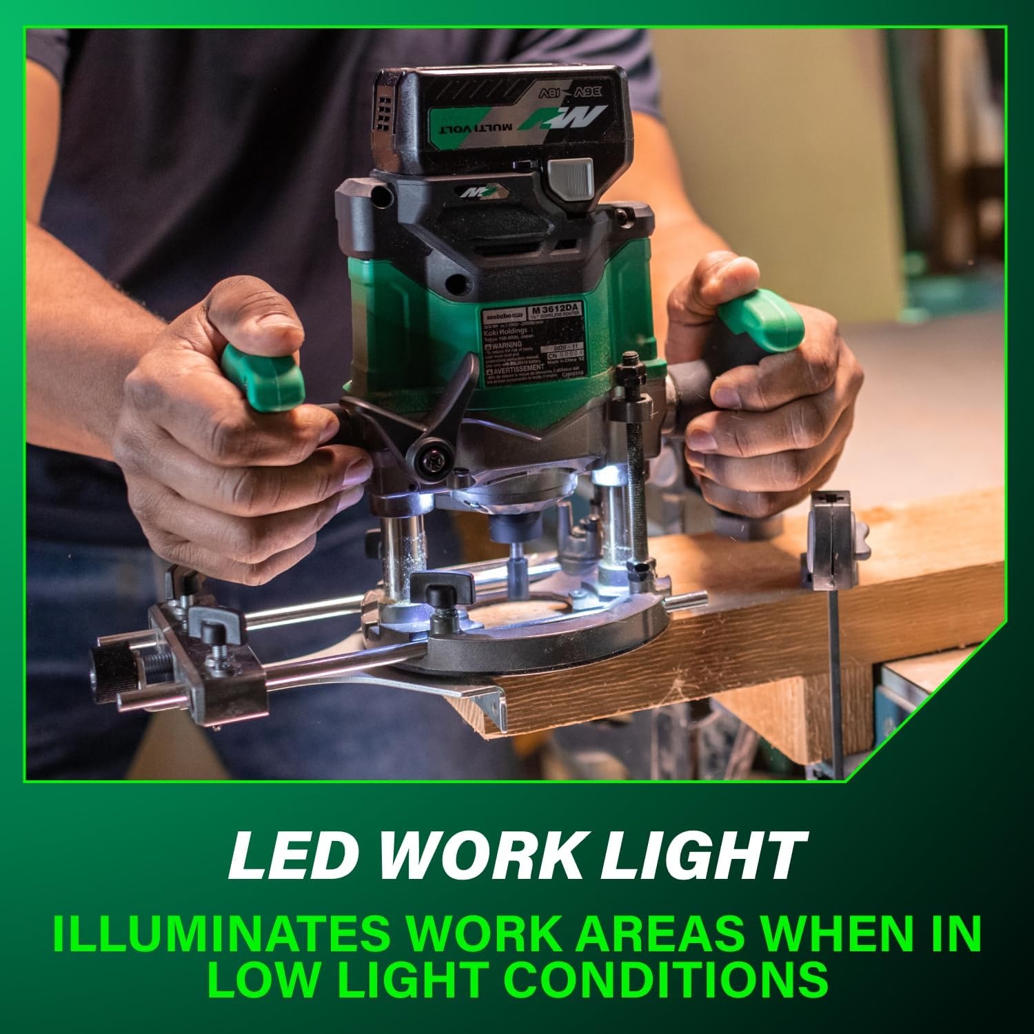 Metabo HPT Cordless Plunge Router, 36V Variable Speed Router, Up to 46 Feet per Minute, Lightweight Design, LED Work Light, 2020 Pro Tools Innovation Award Winner, Tool Body Only, M3612DAQ4(M3612DAQ4 (Tool Only))