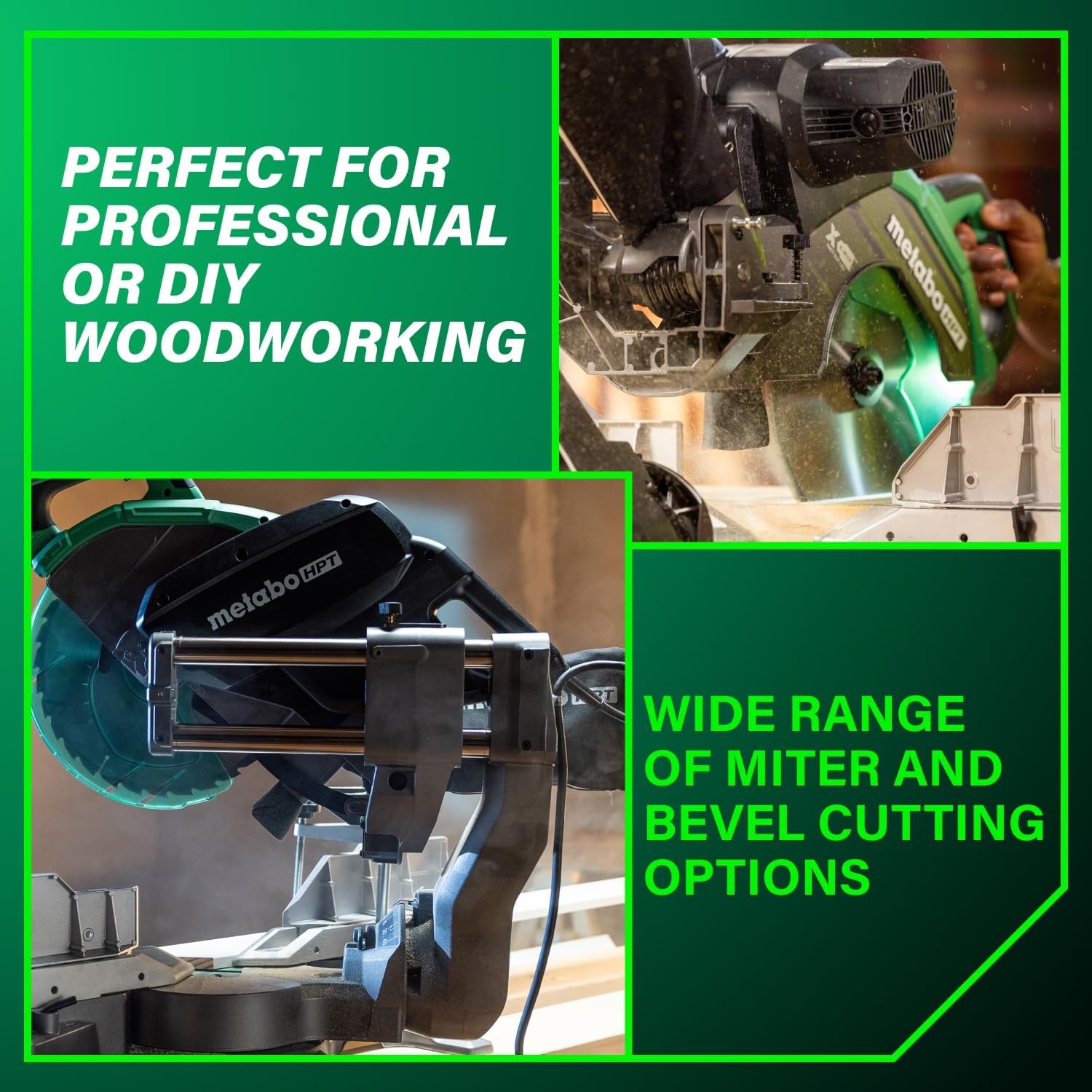 Metabo HPT 12-Inch Dual Bevel Sliding Miter Saw, 4000 RPM No-Load Speed, 45° Left and Right Bevel Range, Precision Miter Angles, 9 Detent Stops, Xact Cut Shadow Line, C12RSH3(C12RSH3 Only)