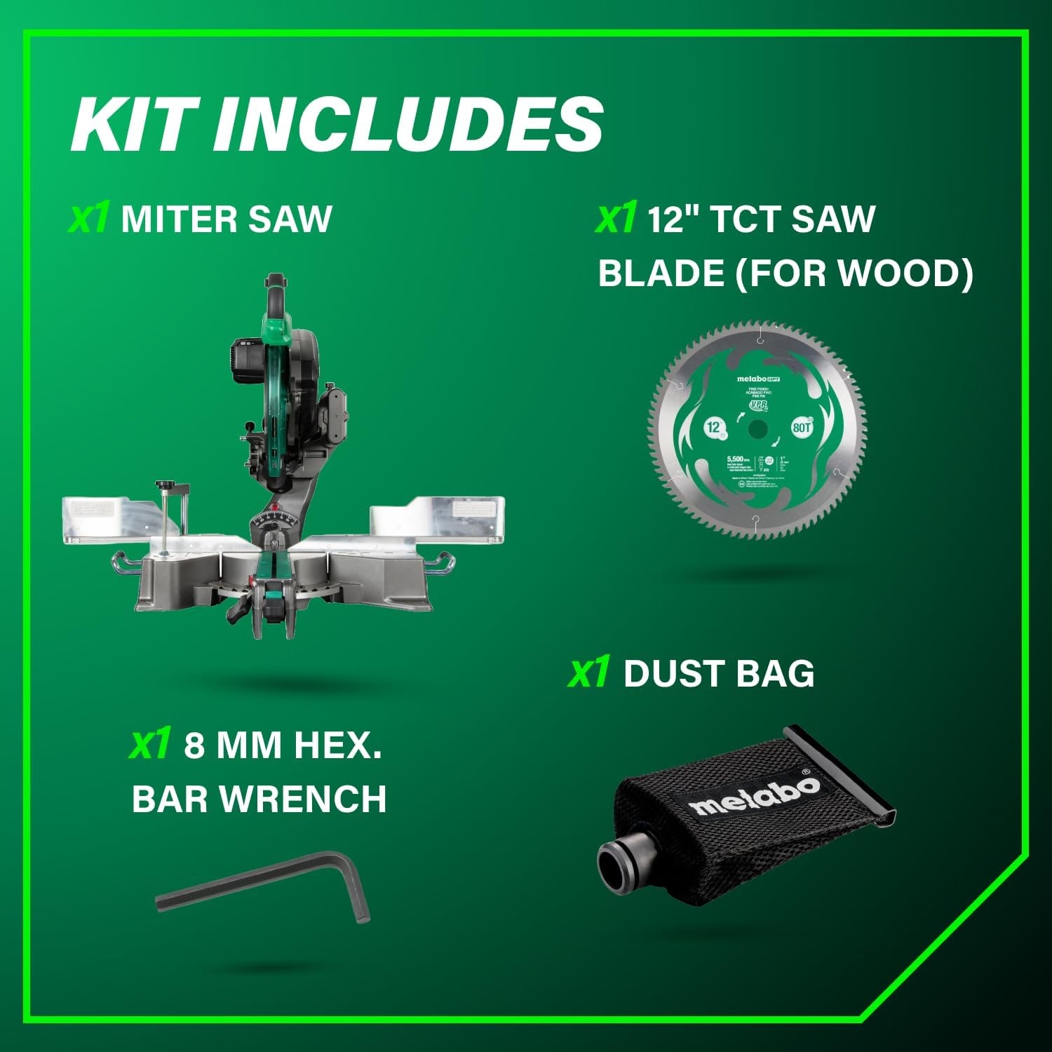 Metabo HPT 12-Inch Dual Bevel Sliding Miter Saw, 4000 RPM No-Load Speed, 45° Left and Right Bevel Range, Precision Miter Angles, 9 Detent Stops, Xact Cut Shadow Line, C12RSH3(C12RSH3 Only)