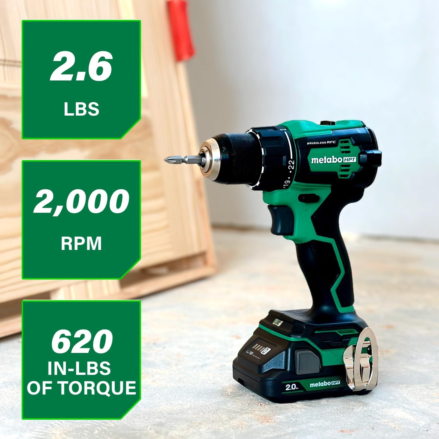 Metabo HPT 18V MultiVolt 1/2″ Cordless Brushless Driver Drill Kit, High Power Drill Set with Bag, 2 Lithium-Ion Metabo Batteries and Charger, Compact Lightweight Power Driver, DS18DEX(DS18DEX (Next Gen Model))