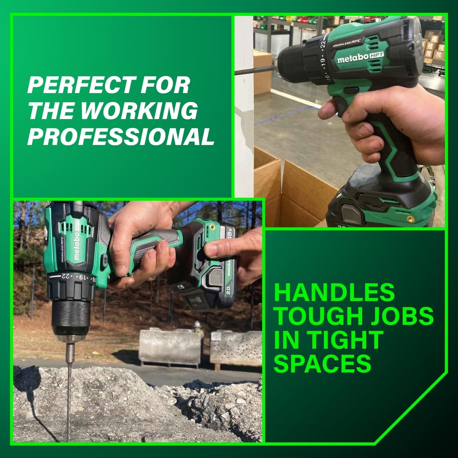 Metabo HPT 36V MultiVolt™ Cordless Brushless 1/2″ Hammer Drill Kit, Power Drill Kit with Lithium-Ion Metabo Batteries , Case and Charger, Compact Lightweight Power Tool, DV36DC(DV36DC Only)