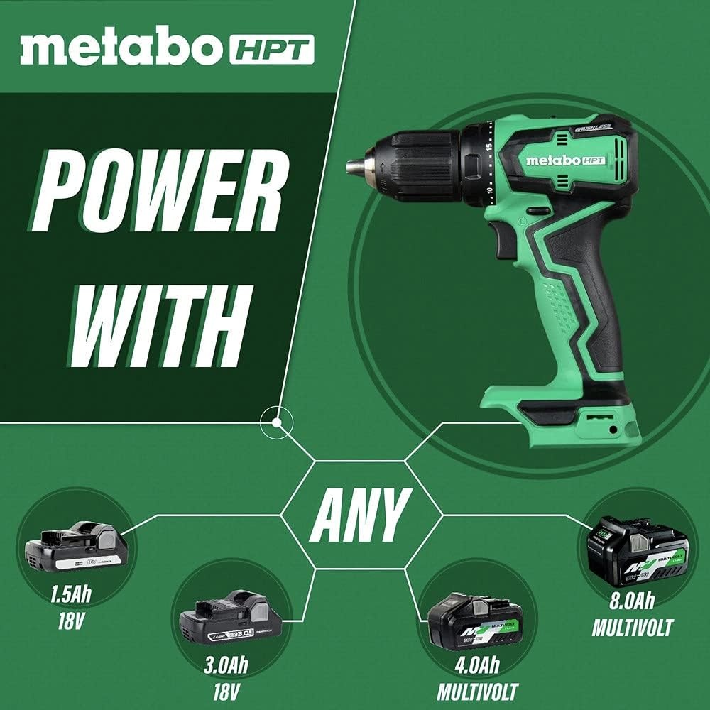 Metabo HPT Cordless Drill | 18V | 1/2-Inch Keyless | Sub-Compact | Brushless Motor | Lithium-Ion Batteries | Lifetime Tool Warranty | DS18DDX