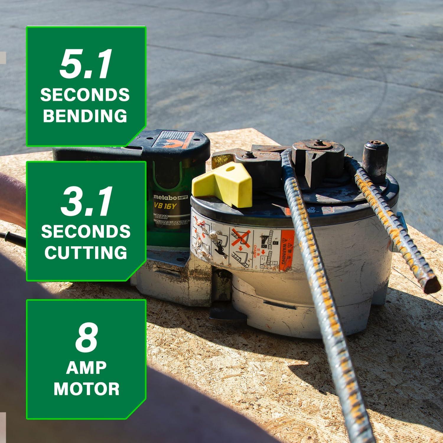 Metabo HPT Portable Rebar Bender and Cutter, 8-Amp Motor, Grade 60 rebar, Maximum 180° Angle, Variable Speed Trigger, Lightweight Design, Precision Bends and Cuts, VB16Y(Corded Electric)
