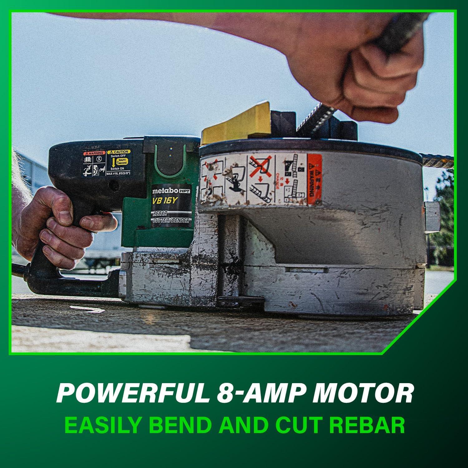 Metabo HPT Portable Rebar Bender and Cutter, 8-Amp Motor, Grade 60 rebar, Maximum 180° Angle, Variable Speed Trigger, Lightweight Design, Precision Bends and Cuts, VB16Y(Corded Electric)