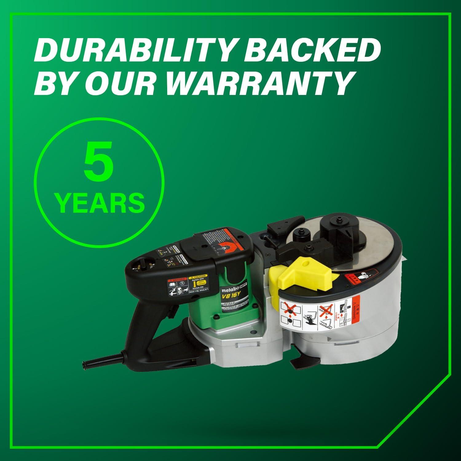Metabo HPT Portable Rebar Bender and Cutter, 8-Amp Motor, Grade 60 rebar, Maximum 180° Angle, Variable Speed Trigger, Lightweight Design, Precision Bends and Cuts, VB16Y(Corded Electric)