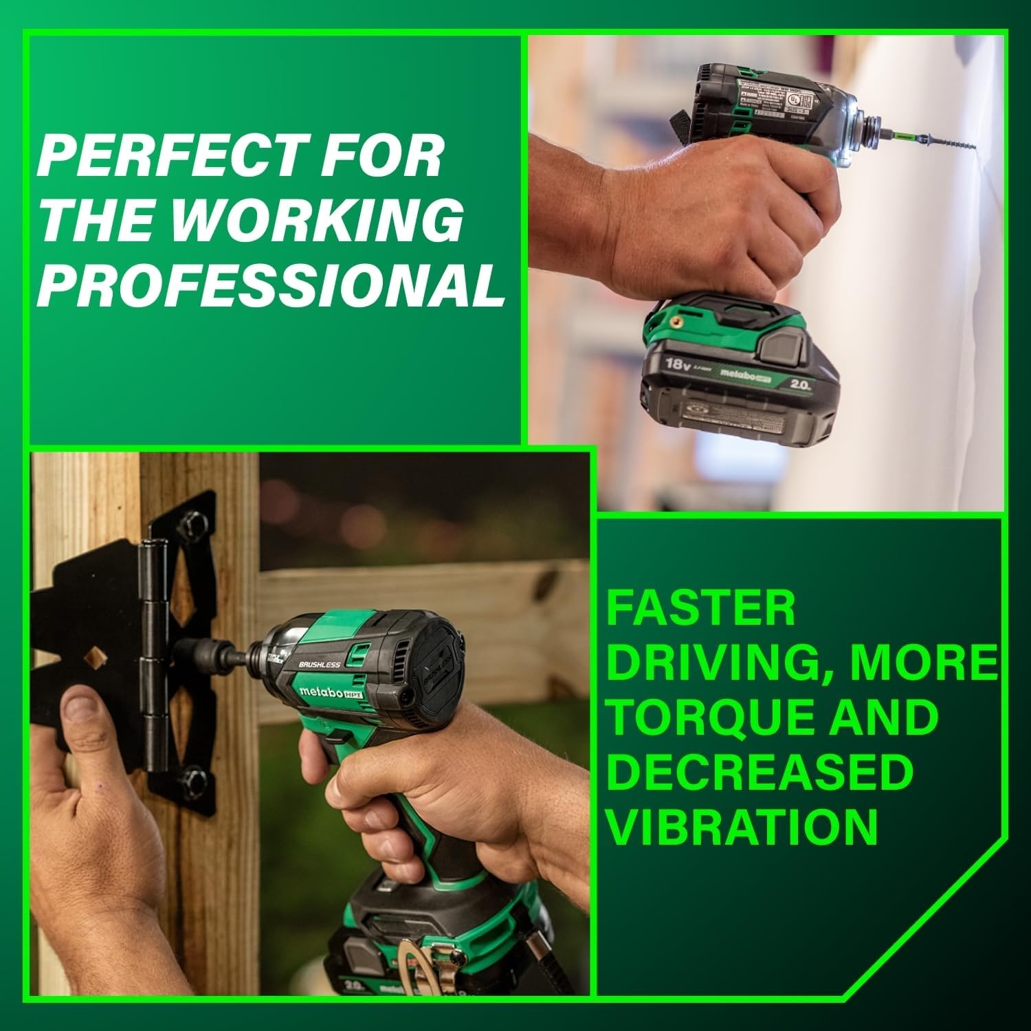 Metabo HPT 18V MultiVolt Cordless Triple Hammer BOLT Impact Driver Set, Power Impact Driver Kit with Case, 2 Lithium-Ion Batteries and Charger, 1/4-Inch Chuck, Compact LightWeight Power Tool, WH18DC(WH18DC (Next Gen Model))