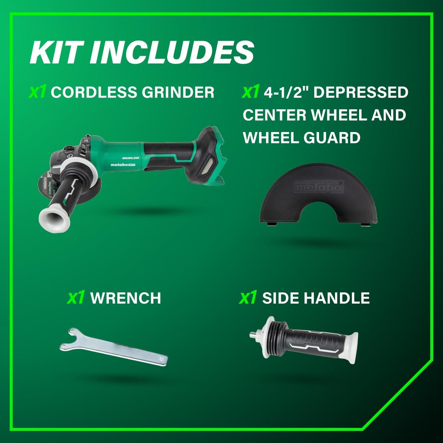 Metabo HPT 18V MultiVolt™ Cordless Angle Grinder | 4-1/2-Inch | Tool Only – No Battery | Paddle Switch | G18DBALQ4(G1812DFQ4 (Next Gen Model))