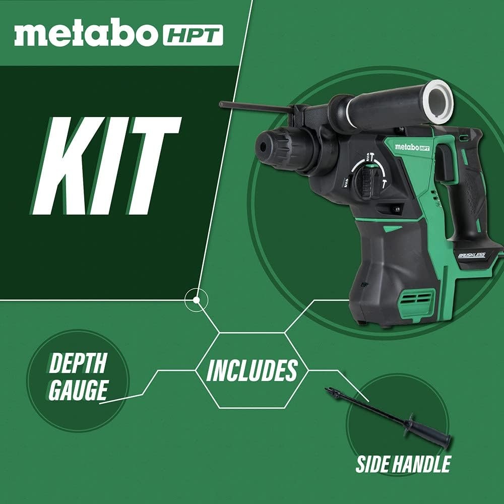Metabo HPT Rotary Hammer Drill | Tool Body Only – No Battery | 18V Cordless | SDS Plus | DH18DBLQ4