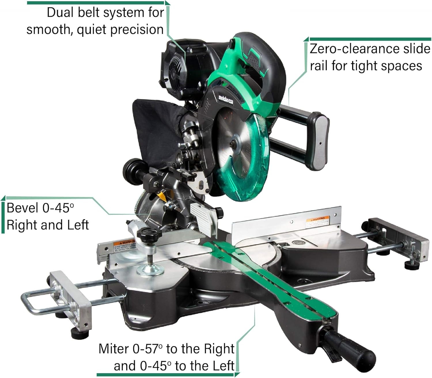Metabo HPT 36V MultiVolt™ Pro Sliding Miter Saw | 7-1/4-Inch Blade | Dual Bevel | Tool Only – No Battery | Extreme Precision | Highly Accurate | C3607DRAQ4